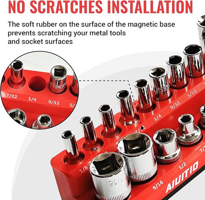 6-Piece Magnetic Socket Organizer Set, Magnetic Socket Holder Includes 1/4" - Image 3