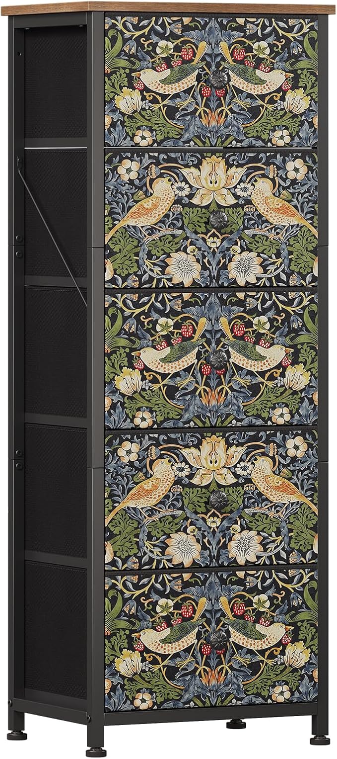 Dresser with 5 Fabric Drawers Strawberry Thief Drawer Dresser - Image 8