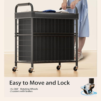 Laundry Hamper 3 Section, 145L Rolling Laundry Sorter Basket - Image 4