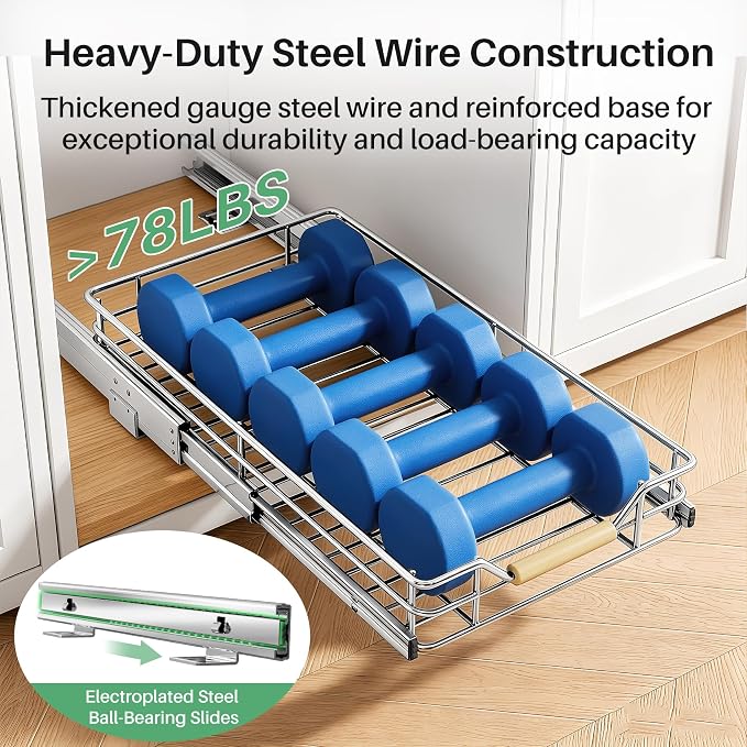 Pull out Cabinet Organizer, Heavy Duty Smooth Sliding Under Cabinet Shelves - Image 5