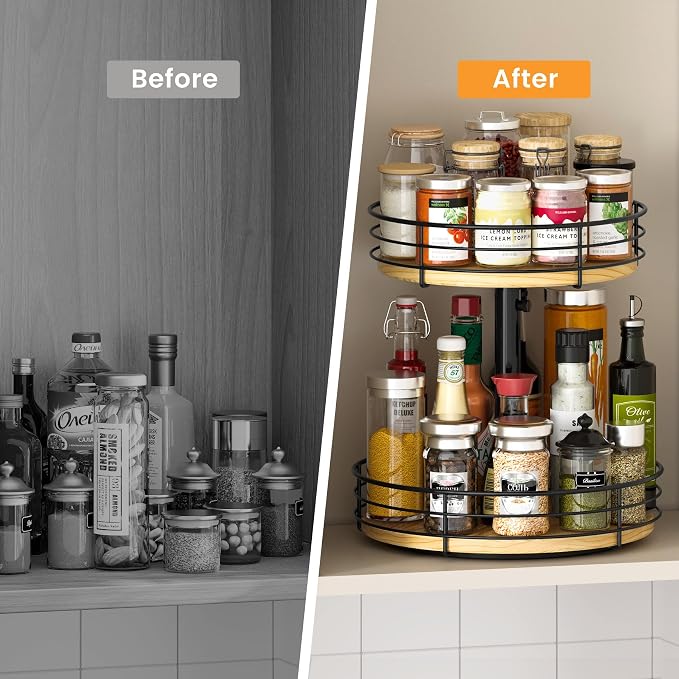 2 Tier Lazy Susan Spice Rack Organizer, Rotating Turntable, 12 Inch, - Image 5