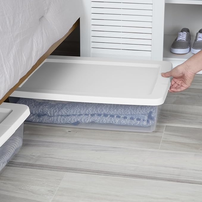 28-quart transparent bed bottom storage box| Flat plastic storage box - Image 5