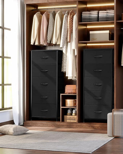 Tall Dresser Vertical Fabric Storage Tower Organizer, 5 Drawers | Sturdy Steel - Image 2