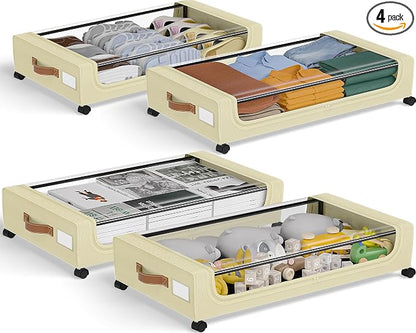 GoMaihe Under Bed Storage with Wheels:48L Underbed Storage Containers with Lids by GoMaihe