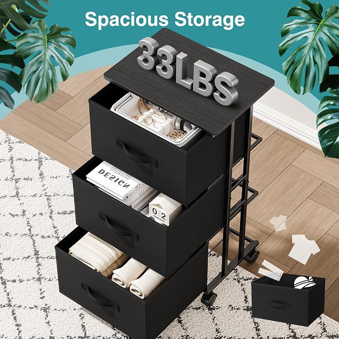 OLIXIS Dresser Storage with 3 Drawers, Fabric Dresser Tower - Image 6