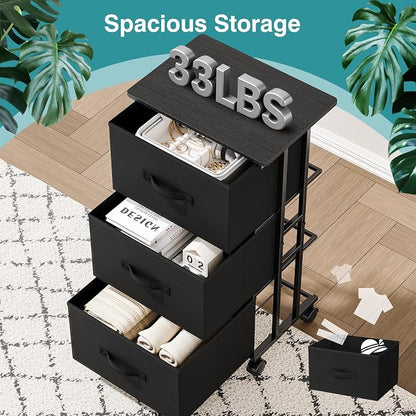 OLIXIS Dresser Storage with 3 Drawers, Fabric Dresser Tower - Image 6