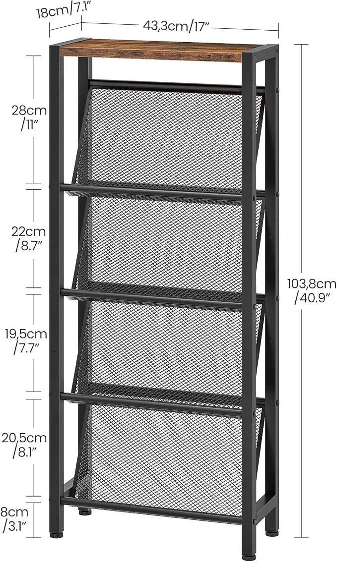 CHOEZON Shoe Rack, 5-Tier Slanted Shoe Rack, Narrow Shoe Storage Shelf - Image 3