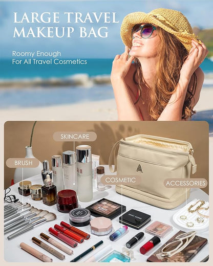 Initial Makeup Bag, Women Gifts, Personalized Double Layer Cosmetic Bag - Image 2