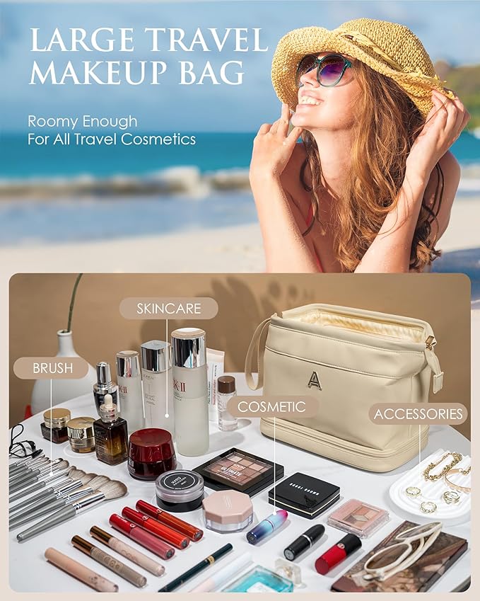 Girlfriend Gifts: Personalized Makeup Bag, Initial Double Layer Cosmetic Bag - Image 2