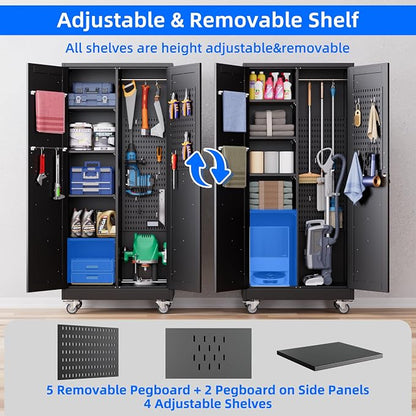 Black Broom Closet Storage Cabinet - Image 6