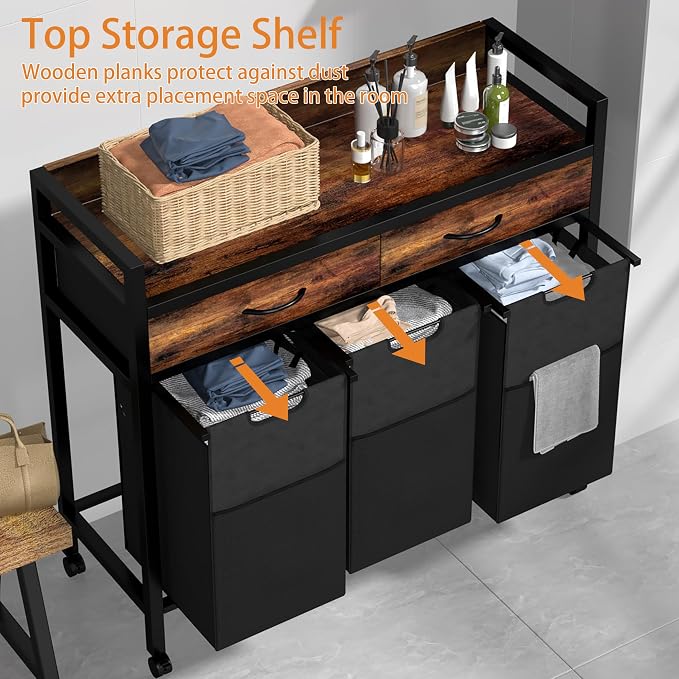 Laundry Sorter 3 Section, 144L Hamper - Image 4