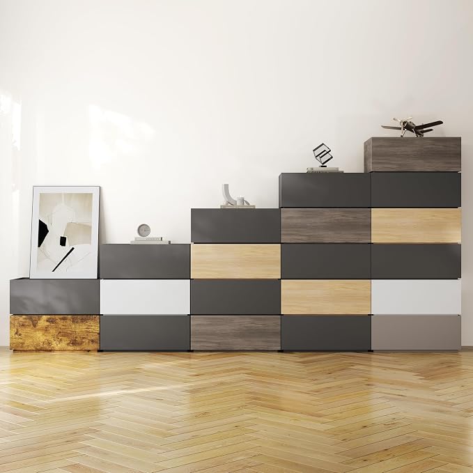 Modern Nightstand Stackable Storage Drawers, Modular Bedroom Furniture Set - Image 5