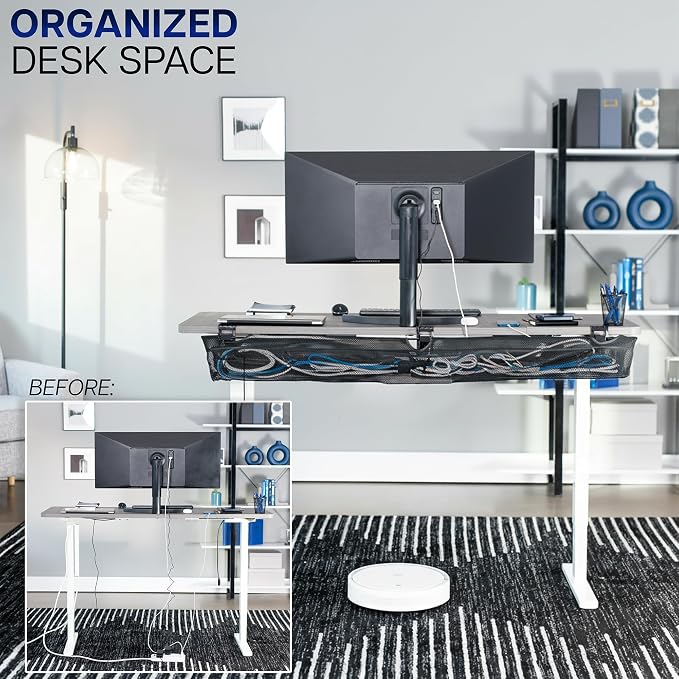 VIVO No Drill Clamp-on 55 inch Mesh Net Under Desk Cable Management Wire - Image 5