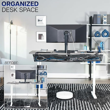 VIVO No Drill Clamp-on 55 inch Mesh Net Under Desk Cable Management Wire - Image 5
