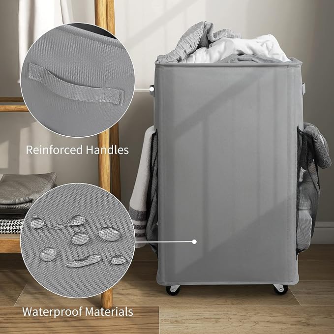 Chrislley 90L Rolling Laundry Basket Large Laundry Hamper - Image 5