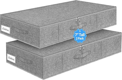 6.7-Inch Tall Under Bed Storage Container, Underbed Storage Bin w/Rigid Sides & by Boailydi