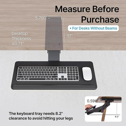 Keyboard Tray Under Desk with Storage Drawer, Height Adjustable Keyboard Tray - Image 3