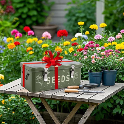 Seed Storage Organizer with Lid, Metal Seed Bin Seed Packet Container with 100 - Image 6