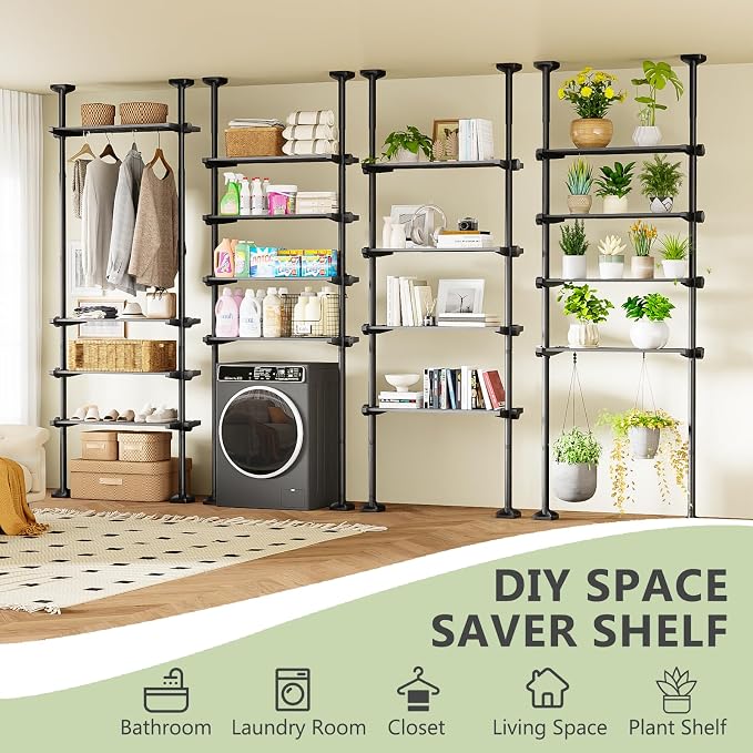 Over The Toilet Storage Shelf No Drill 4-Tier Adjustable Bathroom Organizer | - Image 6