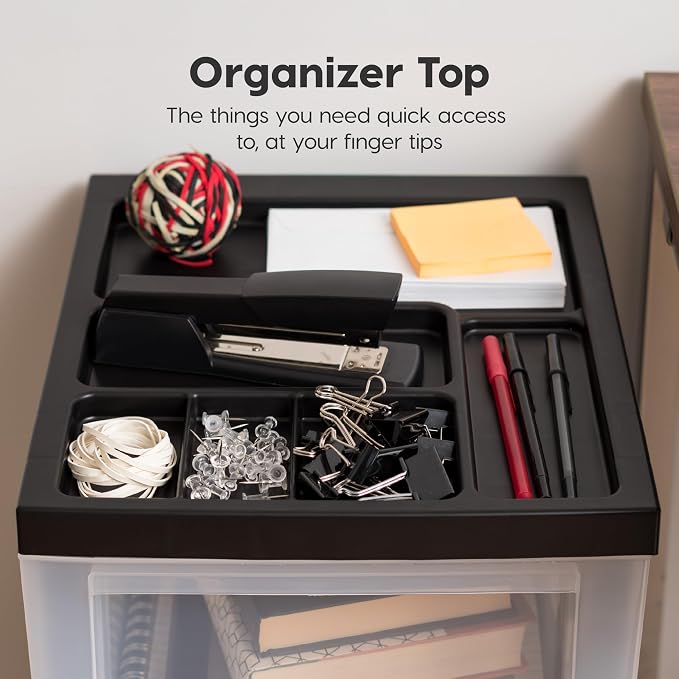 IRIS USA 3-Drawer Rolling Storage Cart, office essentials, classroom items - Image 7