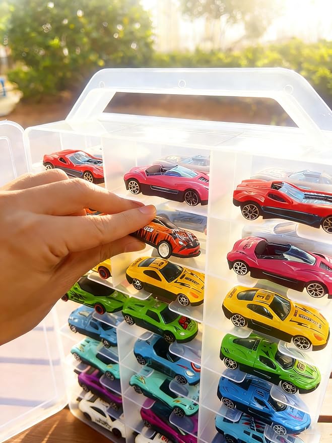 Clear Double-Sided Toy Car Display Storage Case, 48 Compartments - Image 5