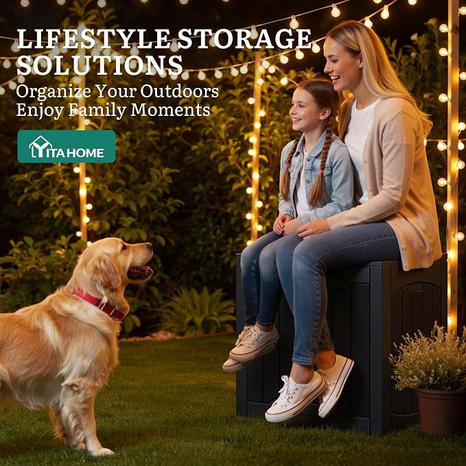 YITAHOME Outdoor Resin Storage Box 31 Gal, Water-resistant Patio Deck Box - Image 3