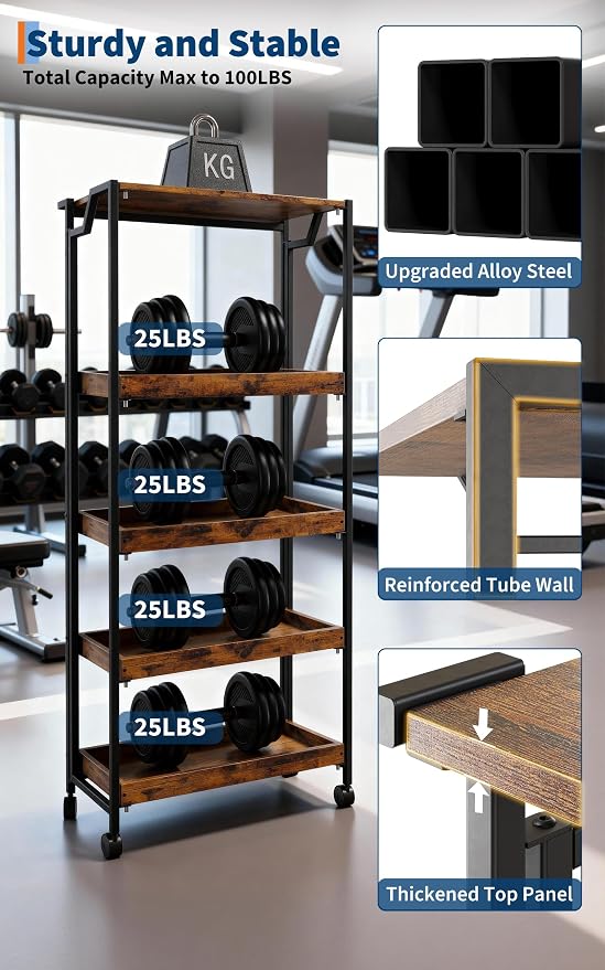 PeakPursuit Large 4-Tier Collapsible Wooden Storage Shelf – Heavy Duty 100 lbs - Image 7
