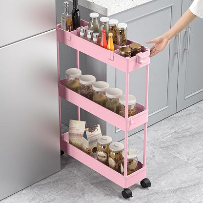 SPACELEAD 2-piece Set Slim Storage Cart 3 Tier, Bathroom Organizer Rolling - Image 5