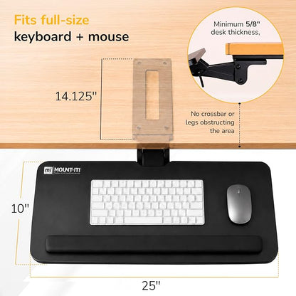 Mount-It! Under Desk Keyboard Tray, Slide-Out Keyboard Drawer - Image 7