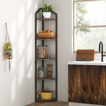 Fun Memories 5 Tier Corner Shelf, 70” Corner Shelf Stand, Corner Bookshelf - Image 5