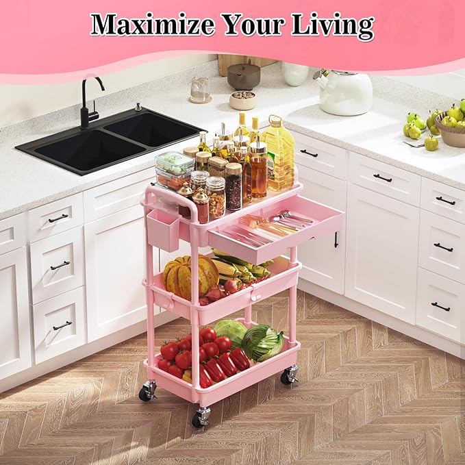 SUNALLY 3 Tier Rolling Cart - Image 6