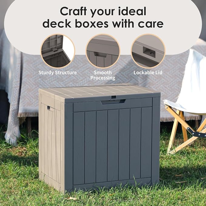 30 Gallon Outdoor Storage Box, Resin Deck Boxes Waterproof, Indoor Outdoor Bin - Image 6
