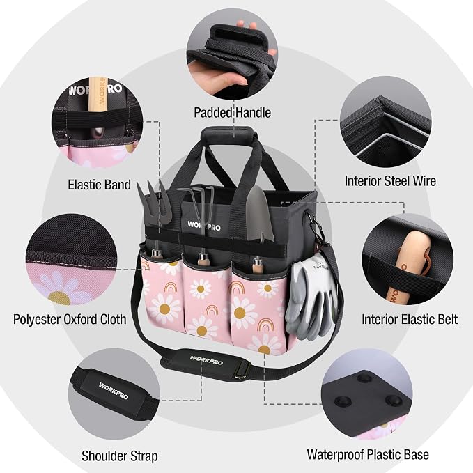 WORKPRO Garden Tool Bag Organizer, Heavy Duty Gardening Tote Bag - Image 3