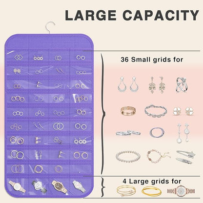 Hanging Jewelry Organizer Storage, 40 Pockets 36 Hooks Necklace Earring - Image 3