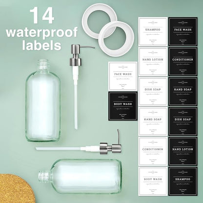 Vine Creations Clear Glass Soap Dispenser, 2 Pack Kitchen Soap Dispenser Set - Image 4
