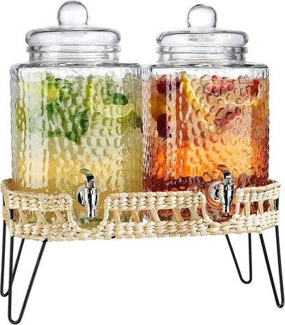 1.5 Gallon Hammered Glass Drink Dispenser by MosJos