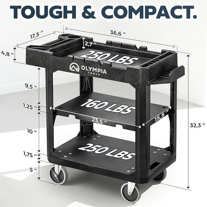 Olympia Tools 2-in-1 Heavy Duty Utility Work Cart, Rolling Tool Cart - Image 4