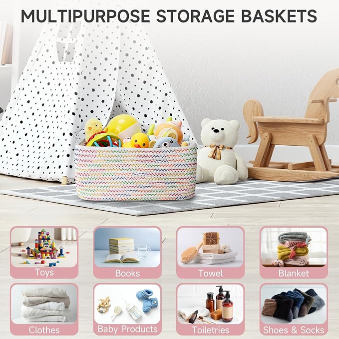 3-Pcs Shelf Baskets for Organizing, Closet Organizer Bins, Small Woven Baskets - Image 5
