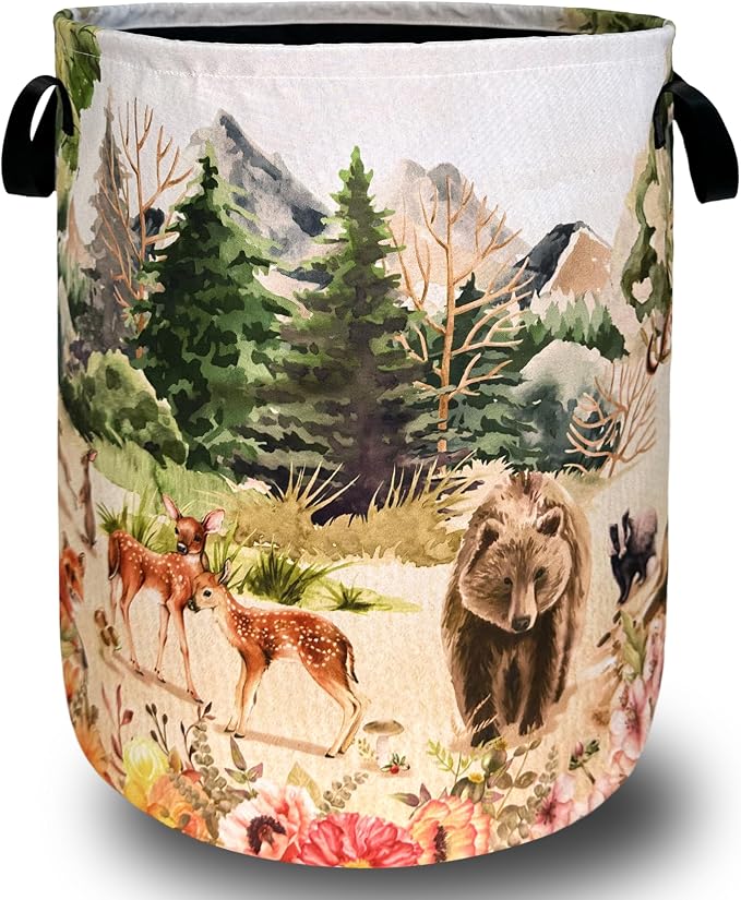 Watercolor Animals Laundry Hamper by SELIONLIKN
