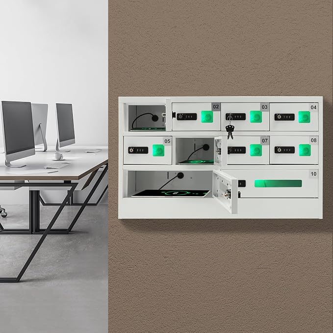 10 Slots Cell Phone Locker Charging Station & Locker Cellphone Charging Station - Image 2