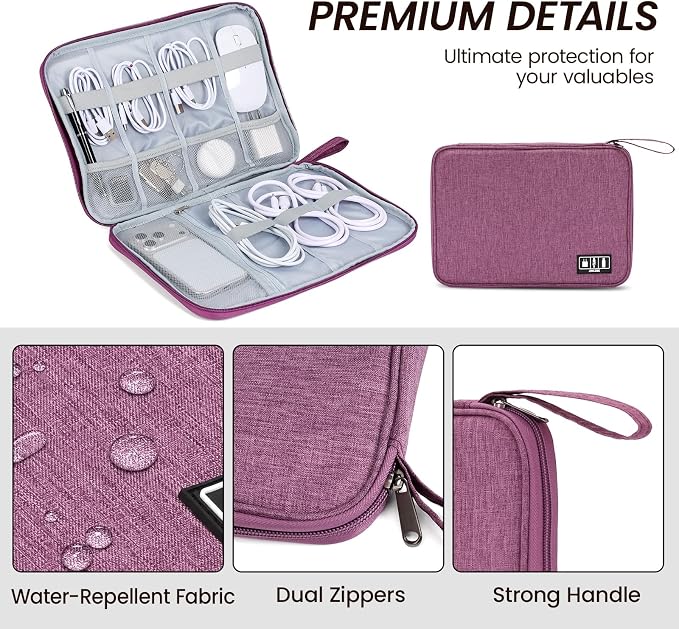 Large Slim Cable Organizer Travel Case, Single-Layer Electronic Accessories - Image 3