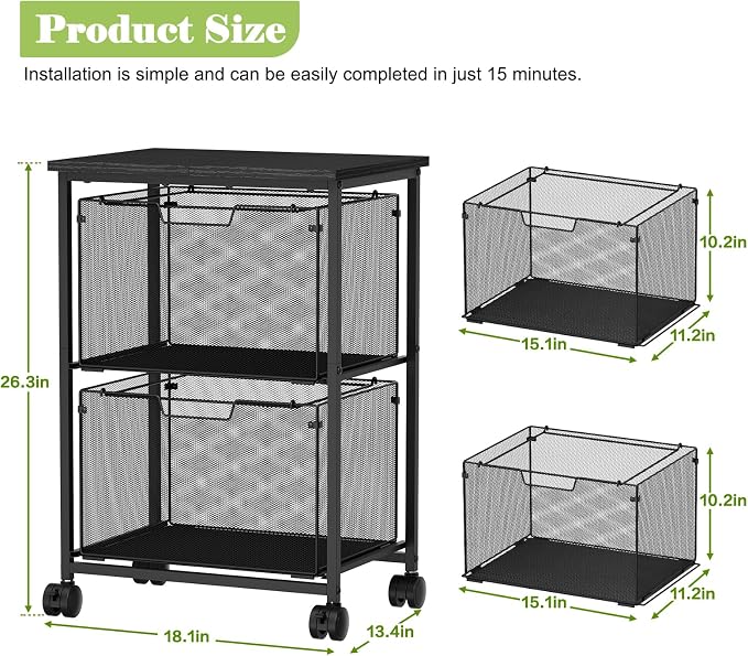 Sbanmao Letter/Legal Rolling File Cart - Image 2