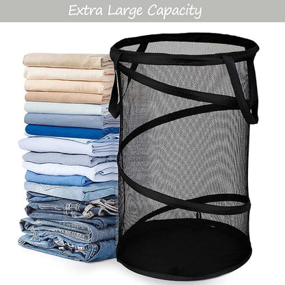 BATTOO 2 Pack Large Collapsible Laundry Basket Foldable Mesh Pop Up Hamper - Image 3