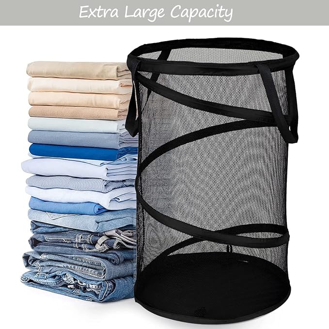 BATTOO Collapsible Laundry Basket Foldable Mesh Pop Up Hamper - Image 3
