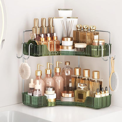 Corner Counter Organizer, 2-Tier Bathroom & Kitchen Storage Tray by Kinkota