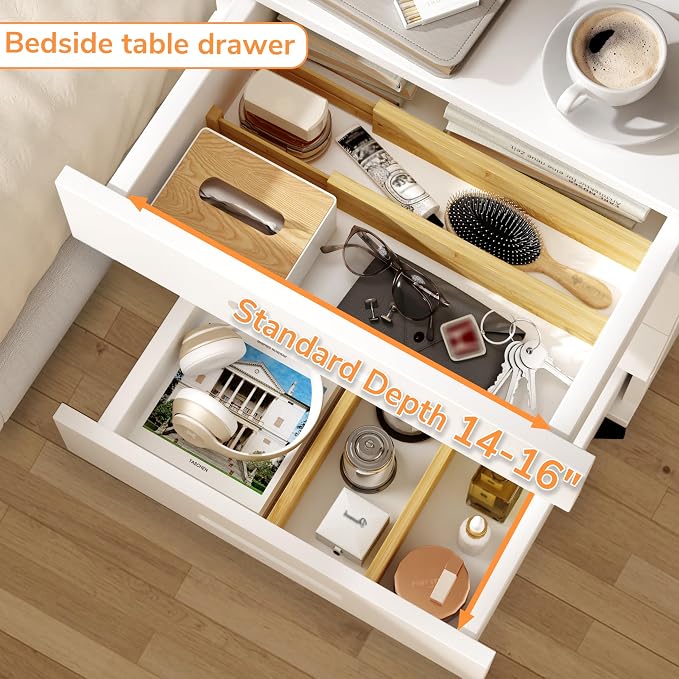 BAMEOS Bamboo Expandable Drawer Dividers – Fits 13.3"–19" Drawers, Bathroom - Image 6