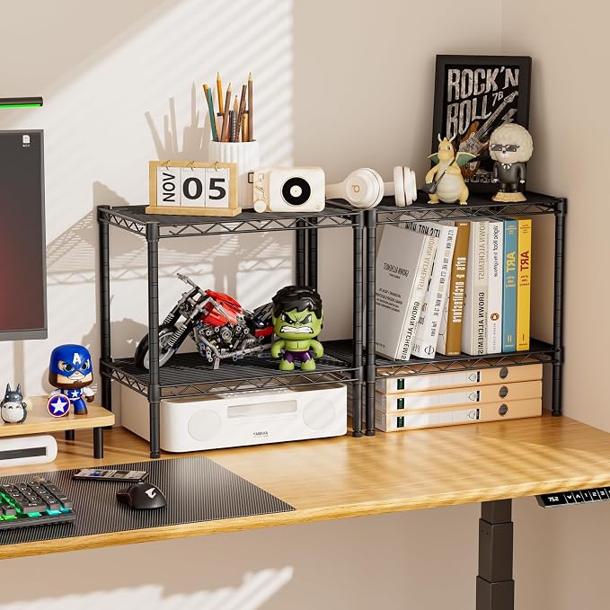 SINGAYE Bookshelf Shelves Bookcase Shelf 2 Tier Wire Shelving Adjustable | - Image 6