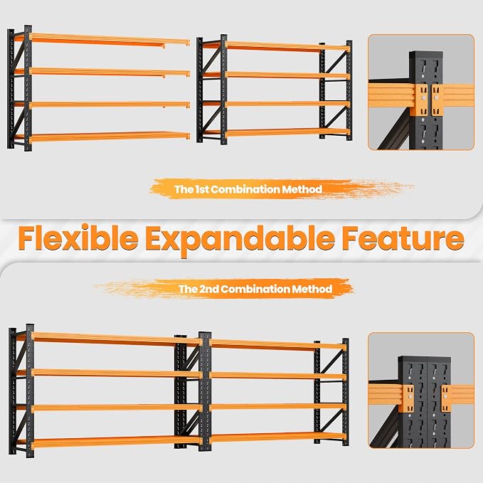 60" Wide Garage Shelving Heavy Duty, 4 Tier Tall Steel Industrial Shelving - Image 5