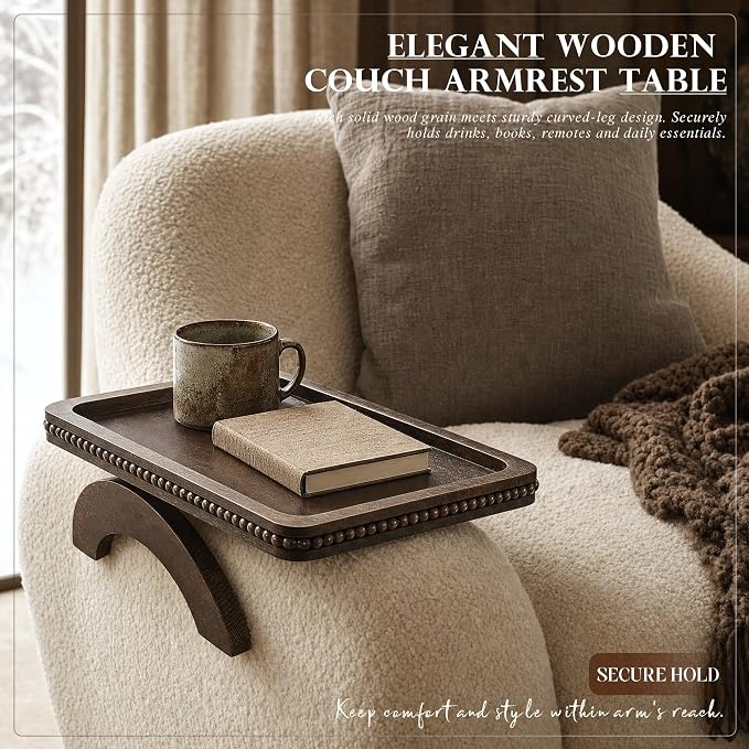 EOSAHR Pine Wood Couch Tray - Image 3