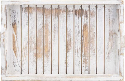 MyGift Shabby Chic Whitewashed Wood Breakfast Serving Tray - Image 6